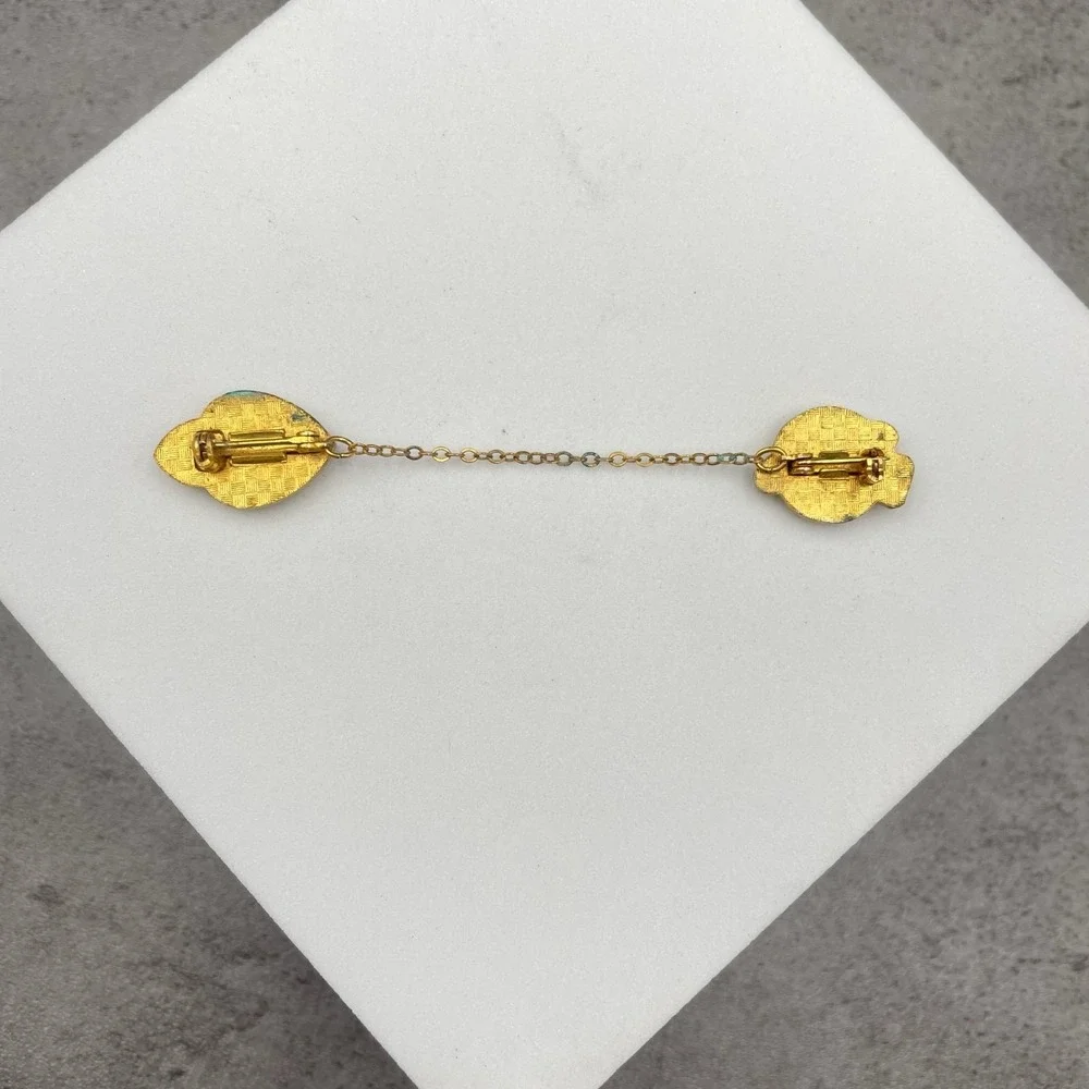 VTG LA Junior High School 1960 Classic Gold-Tone Enameled Tie Chain Guard Pin